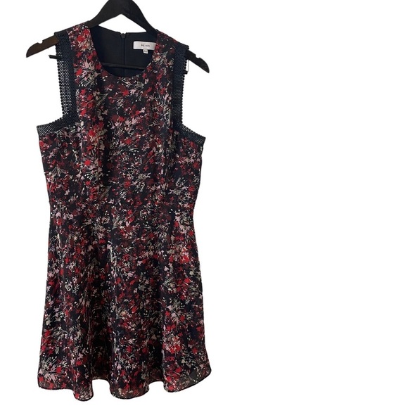 Reiss Louise Ditsy Floral Flared Woven Mini Dress Net Trim Multi Color.Sz 6. - Picture 4 of 12